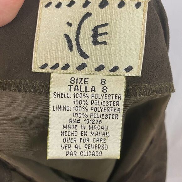 ICE Faux Suede Brown Leather Skirt with Medal Embellishments Size 8 - Picture 6 of 7